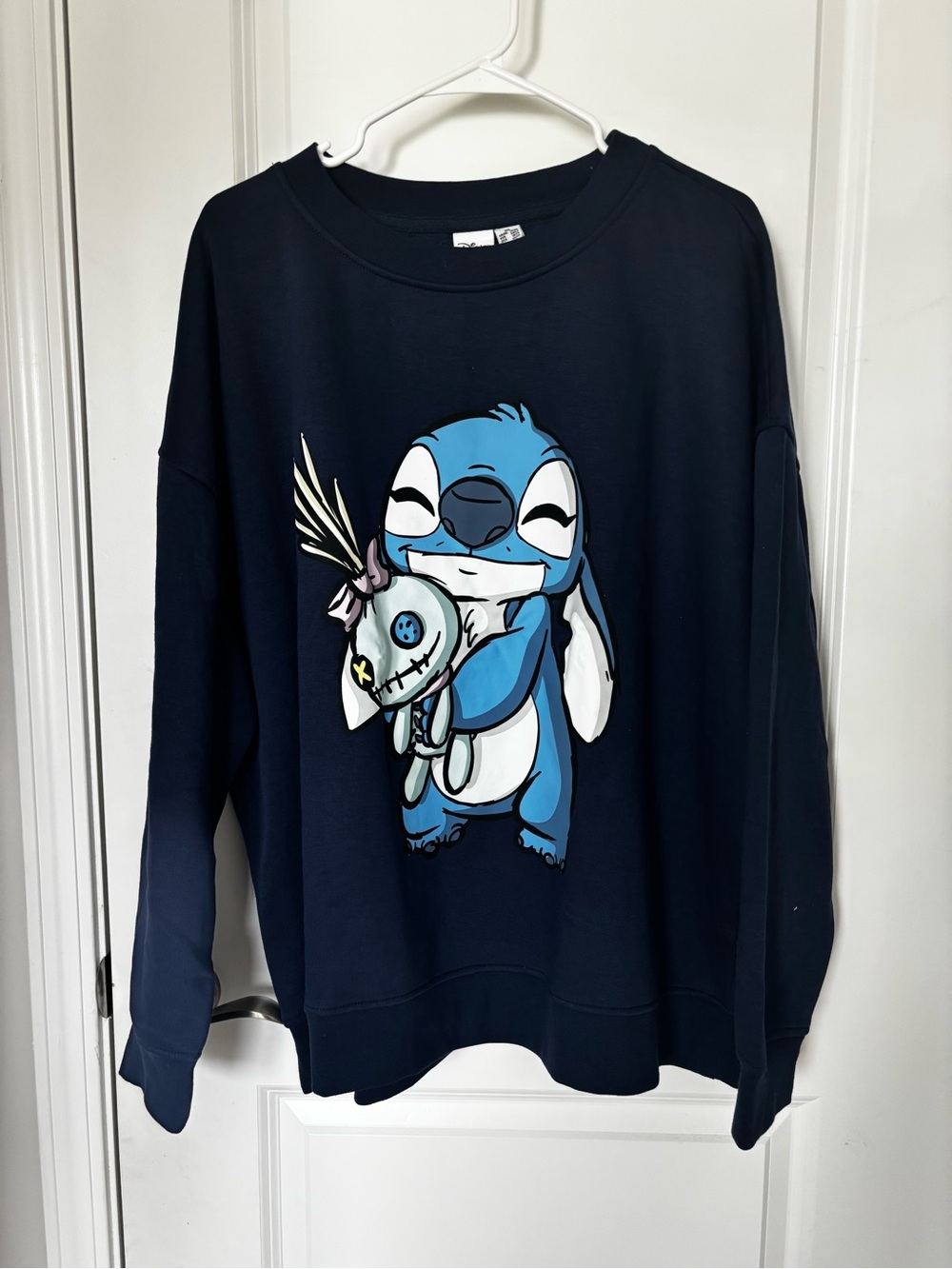 Disney Navy and Light Blue Stitch Crewneck Sweatshirt